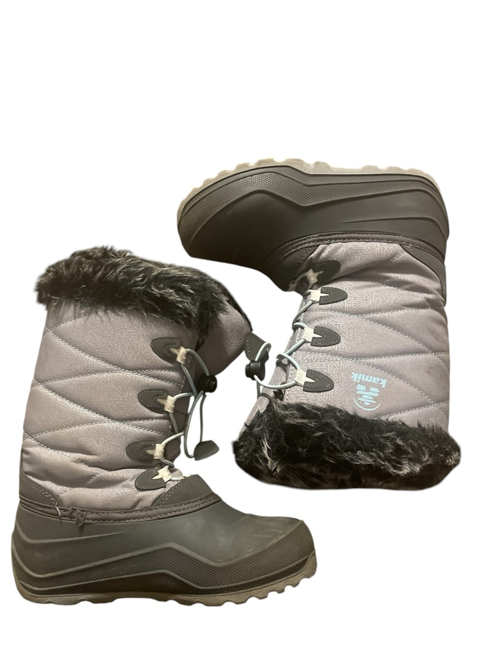 I4- Kamik Girl size 4 snowangel waterproof nsulated Winter Boots w fauxFur Cuff
